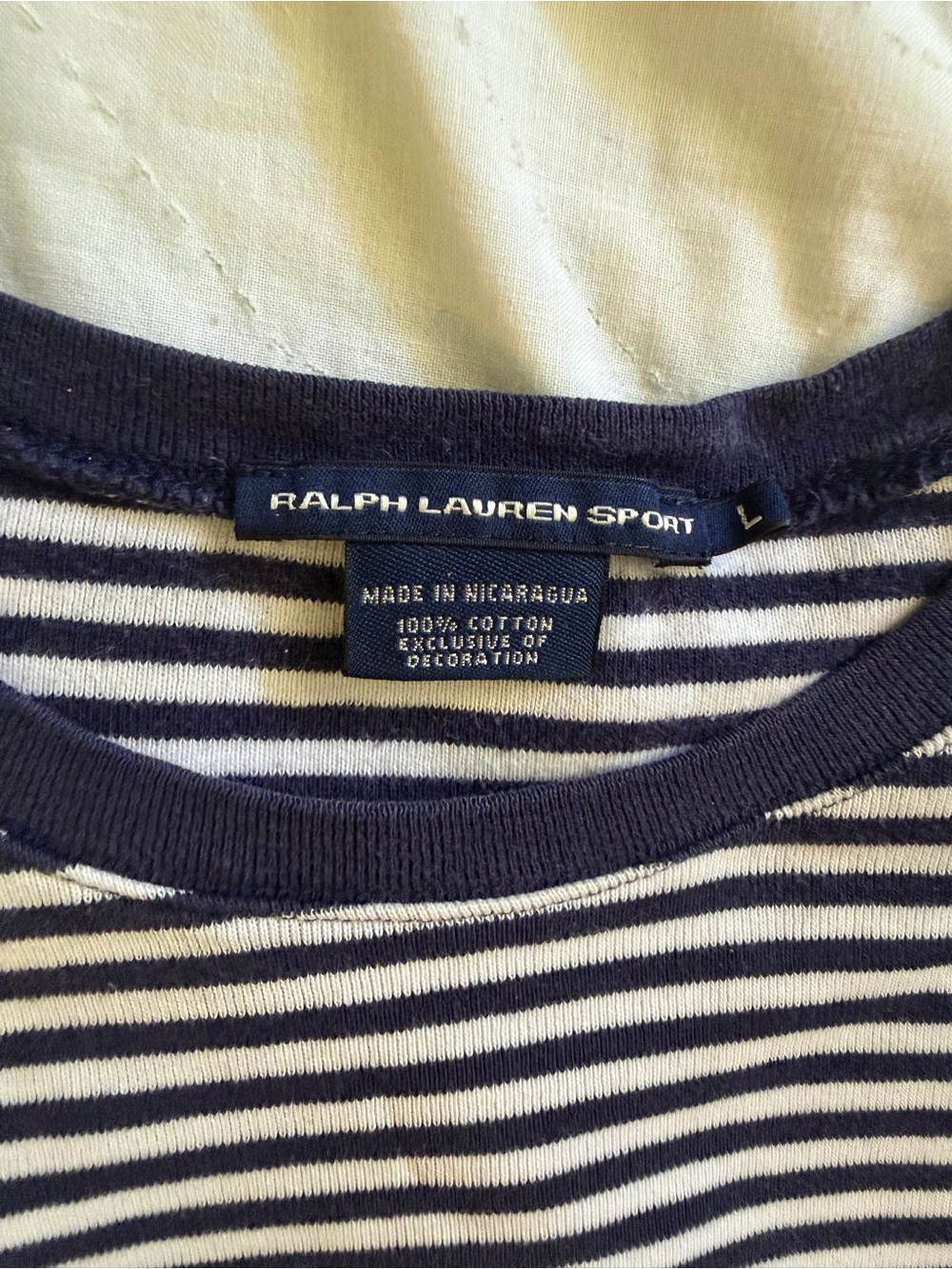 Ralph Lauren Navy and White Striped Short-Sleeve Crewneck - Picture 2 of 4